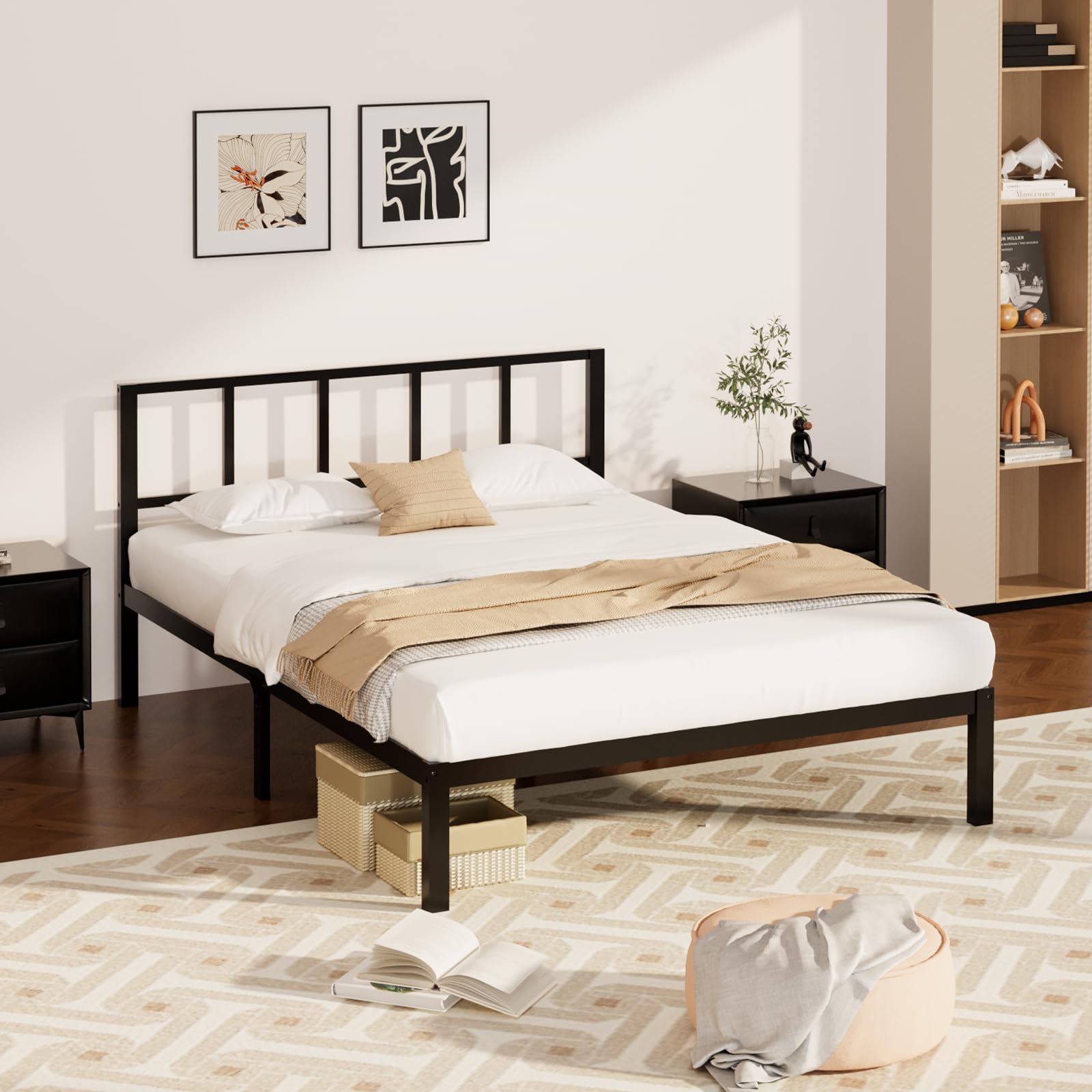 Wisuce Bamboo Bed Frame–Simple Sturdy Wood Platform Bed Frame Twin Size, Strong and Stable, with Non-Slip Slats for Support, No Box Spring Needed, Easy to Assemble, Noise-Free (Nature, Twin)