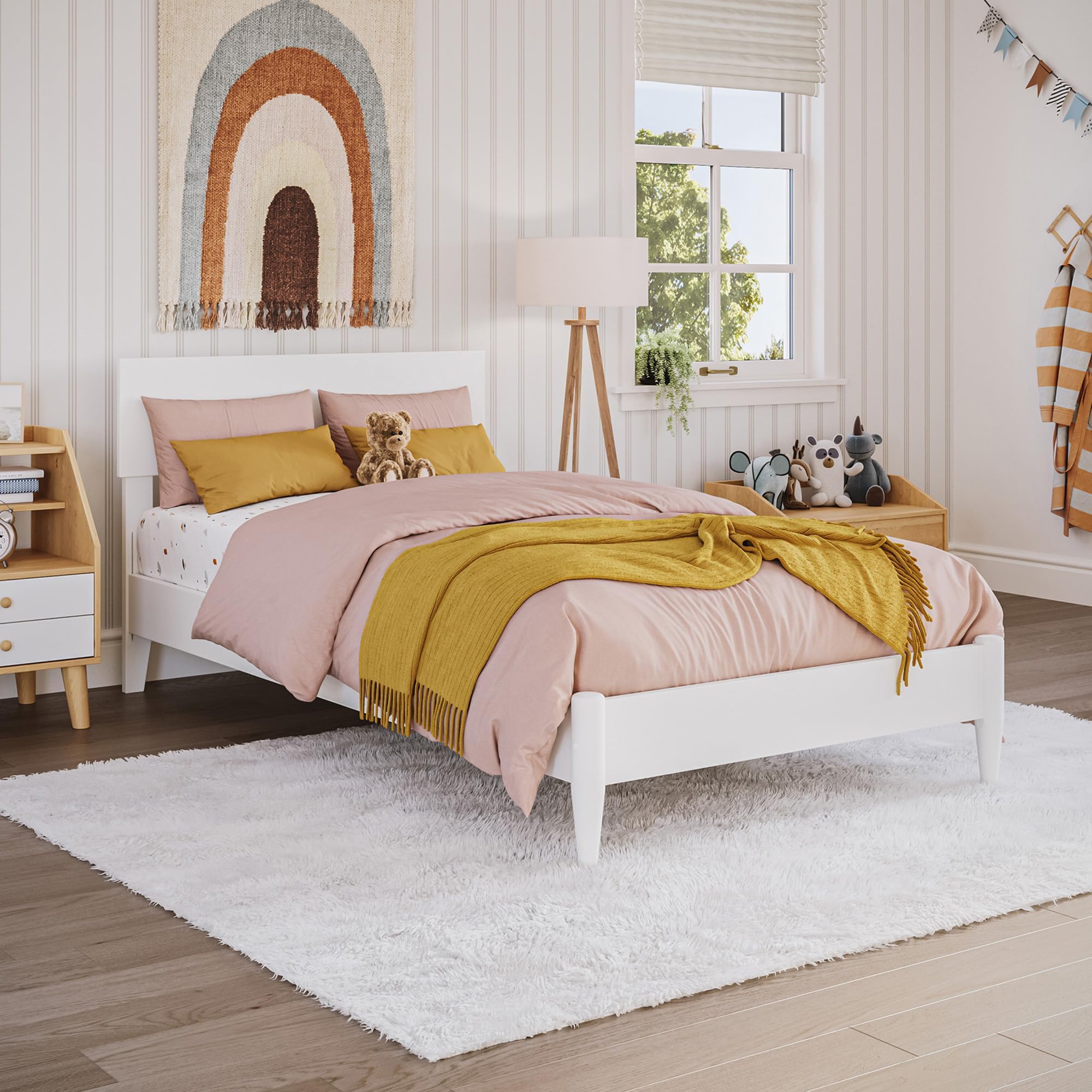 AFI, Aria Twin XL Solid Wood Modern Low Profile Platform Bed, Walnut