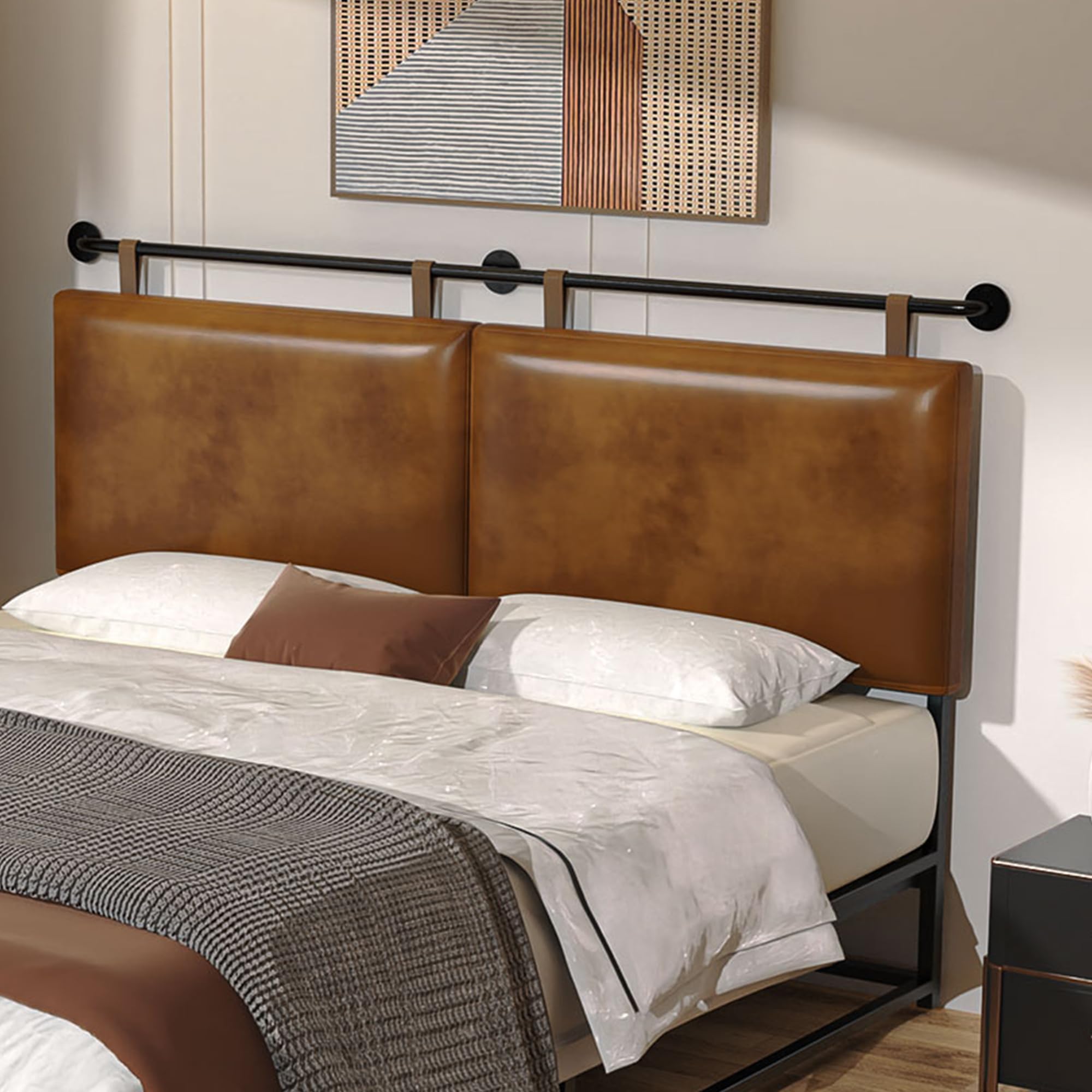 BSHOMGI Headboard Queen Size Headboards for Adjustable Bed Tufted Upholstered Head Board Only Gray Headboards, Fabric Line Headboard in Modern Button Design Bedroom(Gray, Queen)