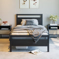 BOFENG Black Twin Bed Frame with Wood Headboard,Metal Single Platform Bed Frame Twin Size No Box Spring Needed,Heavy Duty Metal Slats Support,Noise Free,Single Bed Base,Easy Assembly