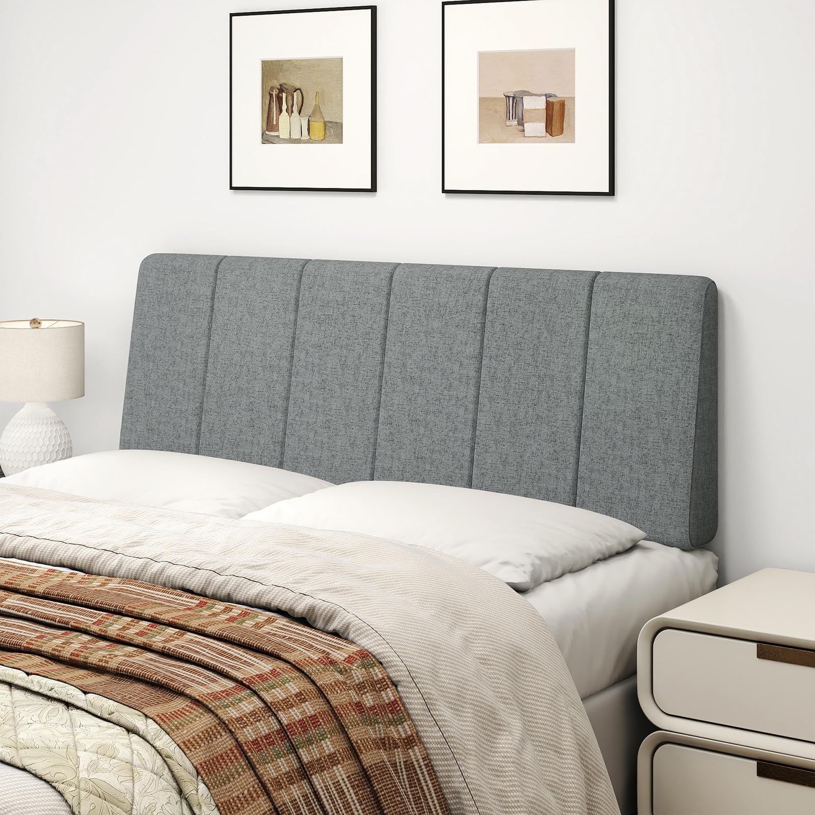 Queen Size Headboard Only-No Assembly, Upholstered Headboard Queen Size Linen Fabric Modern Style Headboards Extra-Thick, Beige