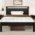 Z-hom Twin Metal Bed Frame with Wooden Headboard and Footboard, Heavy Duty Platform Frame with Mrtal Slats, No Box Spring Needed, Quiet and Non-Slip Design, Saving Space for Small Bedroom,Walnut