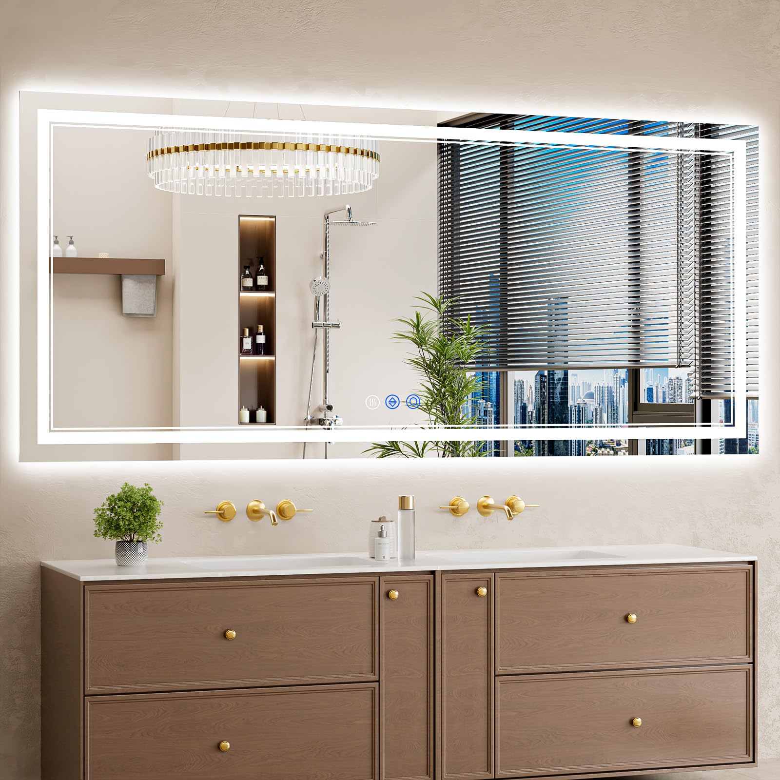 30"x32" LED Bathroom Mirror with Lights, Anti-Fog, Backlit + Front Lit, Dimmable, Led Vanity Mirror for Wall, Lighted Bathroom Mirror, 3 Colors, Shatter-Proof Tempered Glass