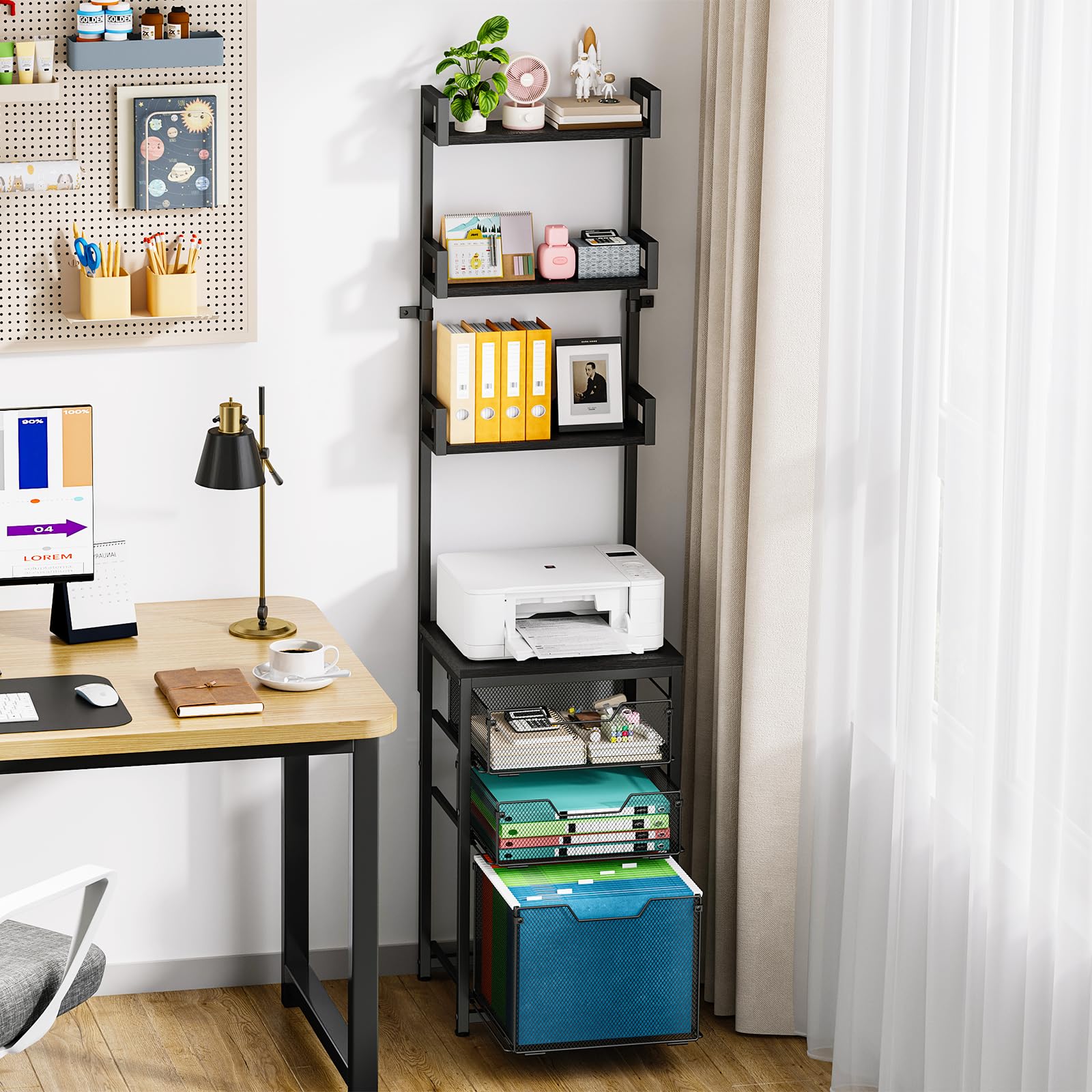 Sbanmao Rolling File Cart with 2 Storage Drawers, Mobile File Cabinet with Wheels, Hanging File Folder Organizer, Under Desk Storage, Printer Stand Utility Cart Filing Cabinet for Home Office,Black