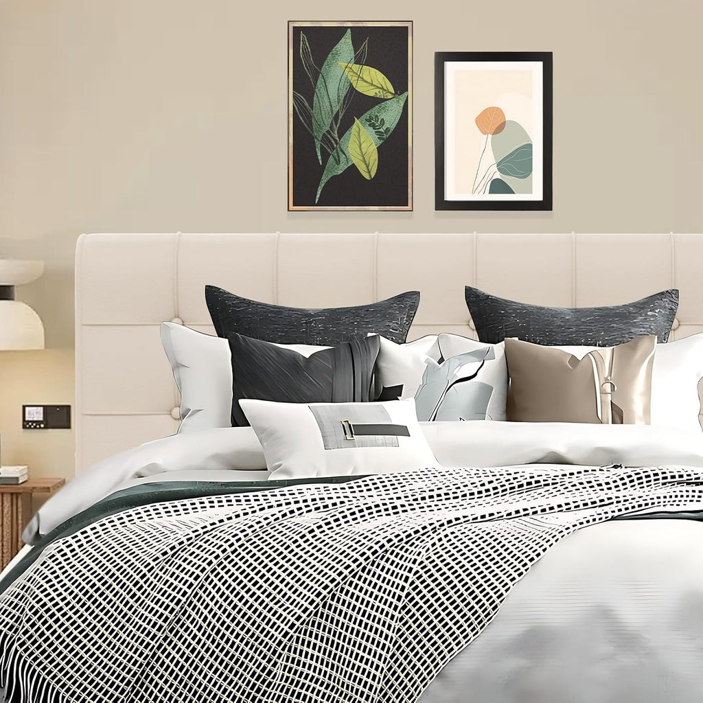 Twin Size Tufted Linen Headboard Pillow with Removable Cover, Rectangular Bed Backrest Support Cushion for Bedroom Dorm Reading & Rest
