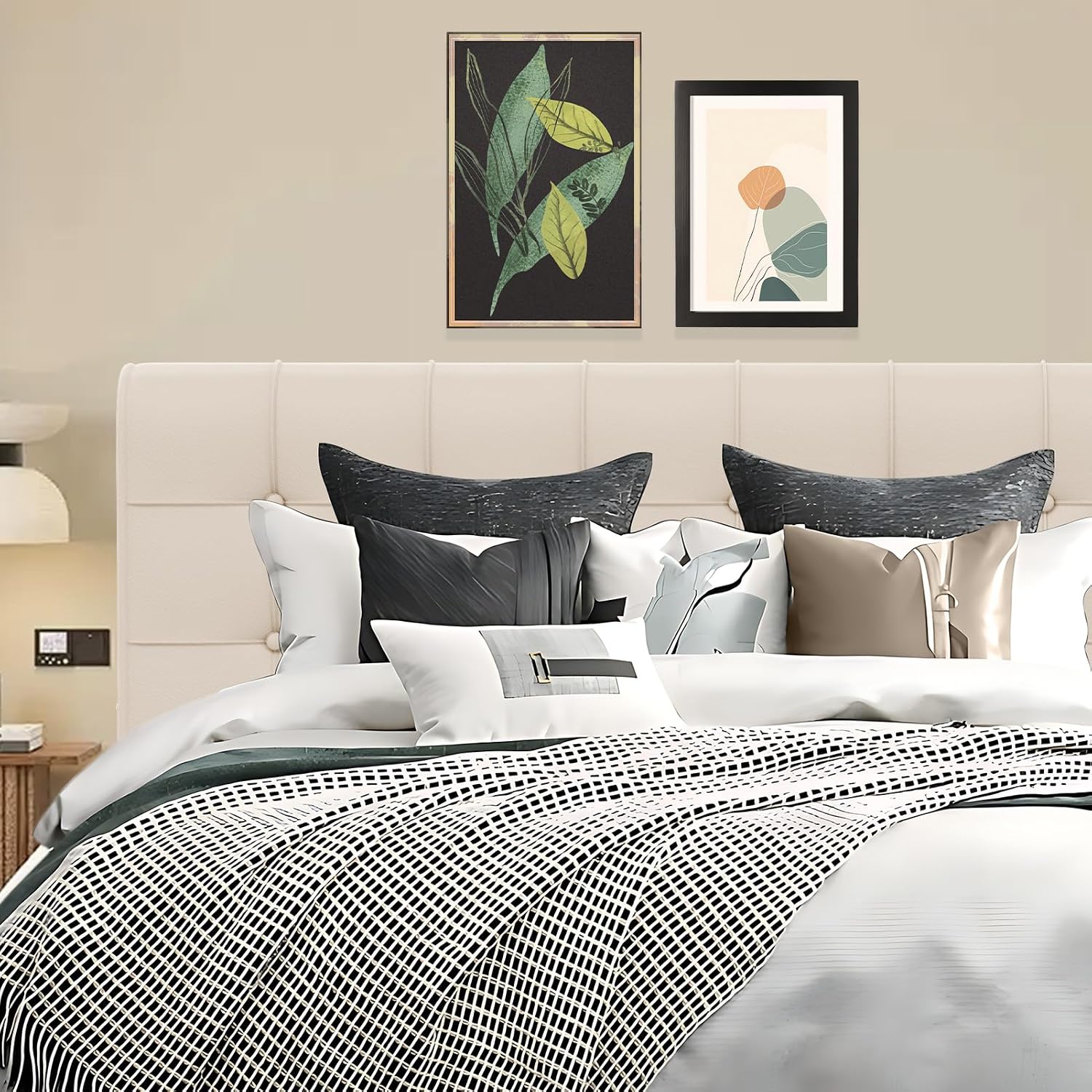 Twin Size Tufted Linen Headboard Pillow with Removable Cover, Rectangular Bed Backrest Support Cushion for Bedroom Dorm Reading & Rest