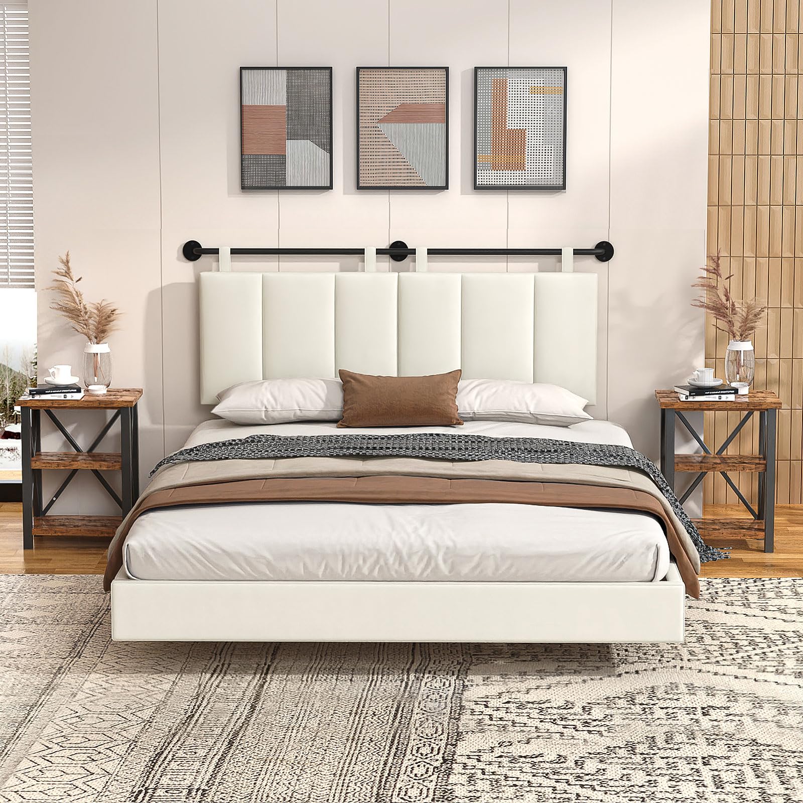 BSHOMGI Headboard Queen Size Headboards for Adjustable Bed Tufted Upholstered Head Board Only Gray Headboards, Fabric Line Headboard in Modern Button Design Bedroom(Gray, Queen)
