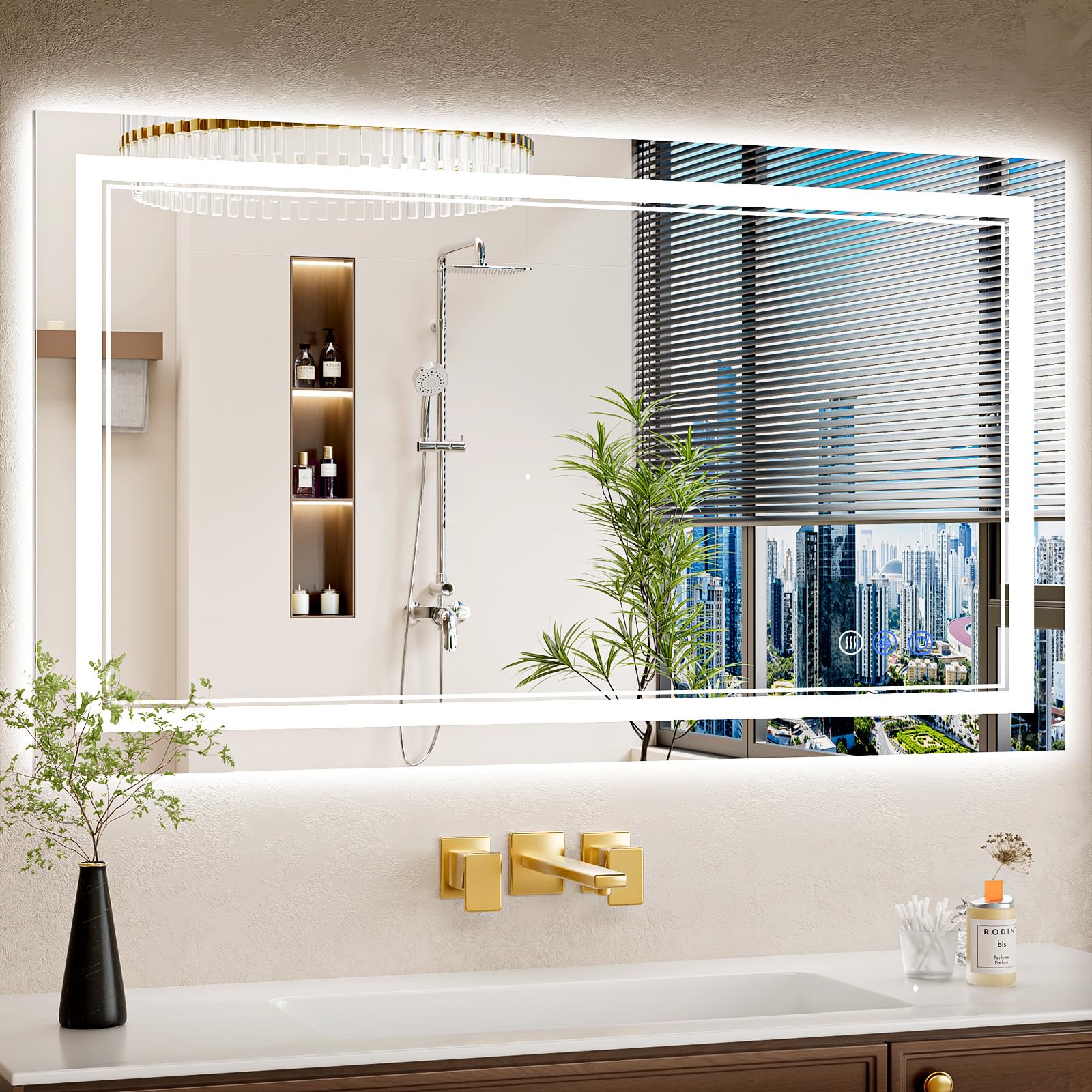 30"x32" LED Bathroom Mirror with Lights, Anti-Fog, Backlit + Front Lit, Dimmable, Led Vanity Mirror for Wall, Lighted Bathroom Mirror, 3 Colors, Shatter-Proof Tempered Glass