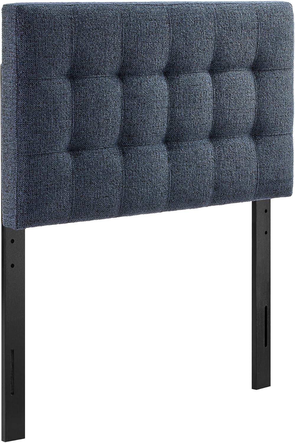 Modway Lily Twin Size Headboard with Biscuit Tufting in Navy - Fabric Upholstery with Padded Design and 5 Height-Adjustable Mounts