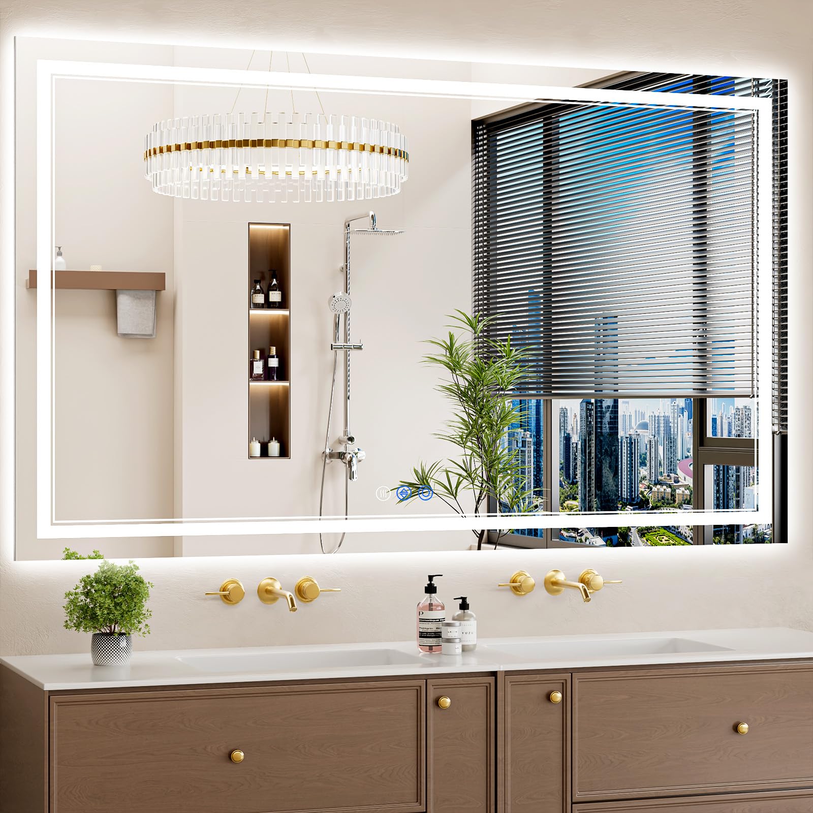 30"x32" LED Bathroom Mirror with Lights, Anti-Fog, Backlit + Front Lit, Dimmable, Led Vanity Mirror for Wall, Lighted Bathroom Mirror, 3 Colors, Shatter-Proof Tempered Glass