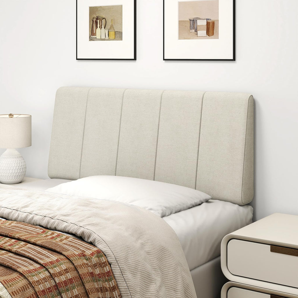 Queen Size Headboard Only-No Assembly, Upholstered Headboard Queen Size Linen Fabric Modern Style Headboards Extra-Thick, Beige