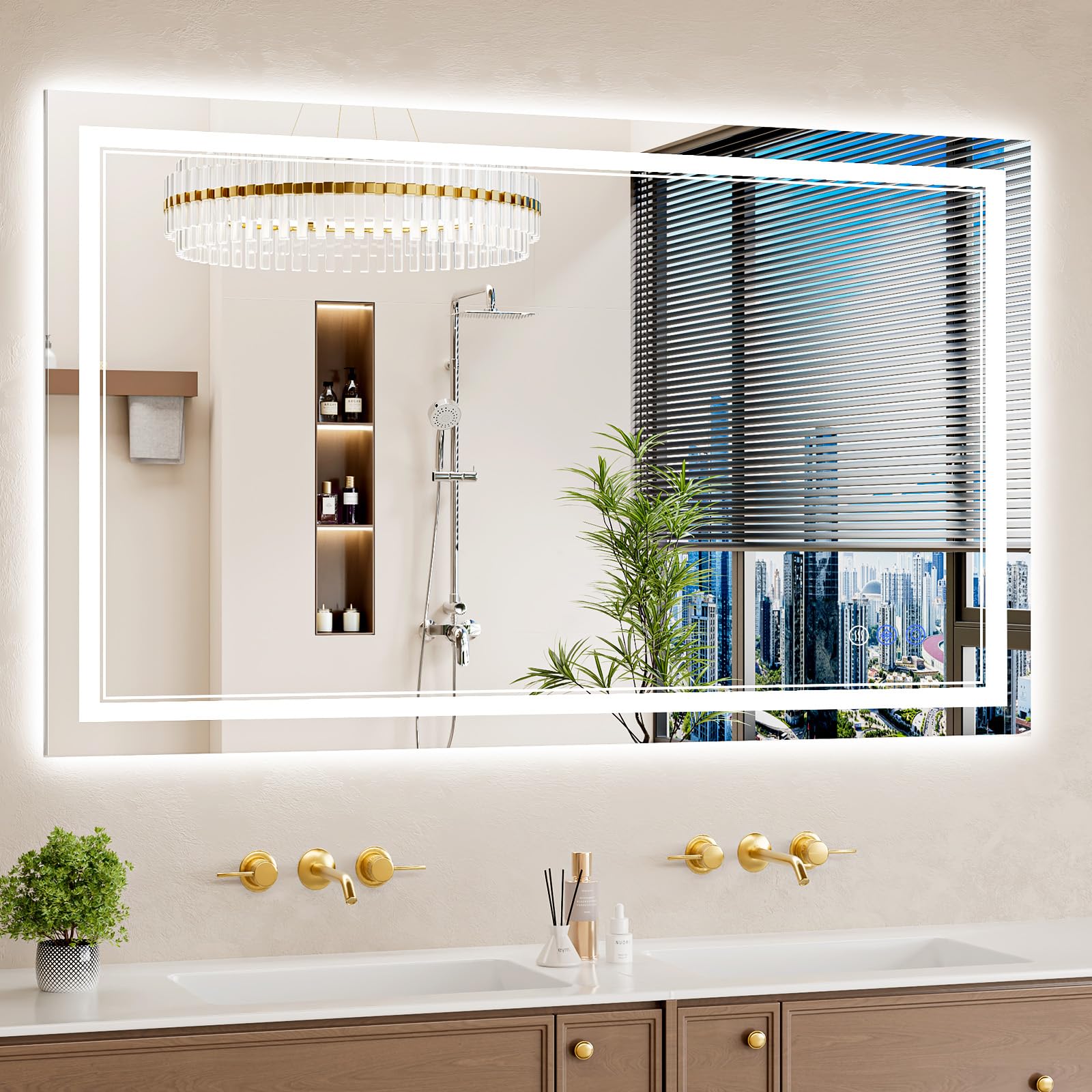 30"x32" LED Bathroom Mirror with Lights, Anti-Fog, Backlit + Front Lit, Dimmable, Led Vanity Mirror for Wall, Lighted Bathroom Mirror, 3 Colors, Shatter-Proof Tempered Glass