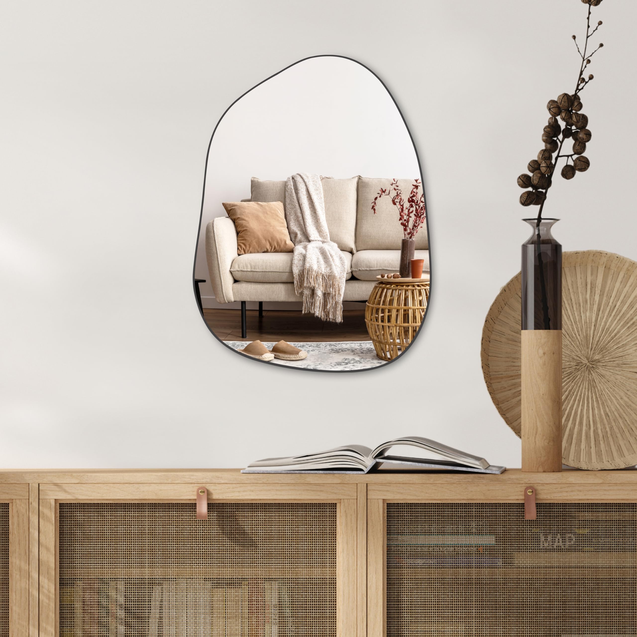 PERFNIQUE Irregular Wall Mirror Asymmetrical Mirror, 27''x19'' Gold Mirror for Bathroom Bedroom Living Room Entryway, Decorative Modern Wall Decor, Wall Mounted Mirror (Gold, 27''x19'')