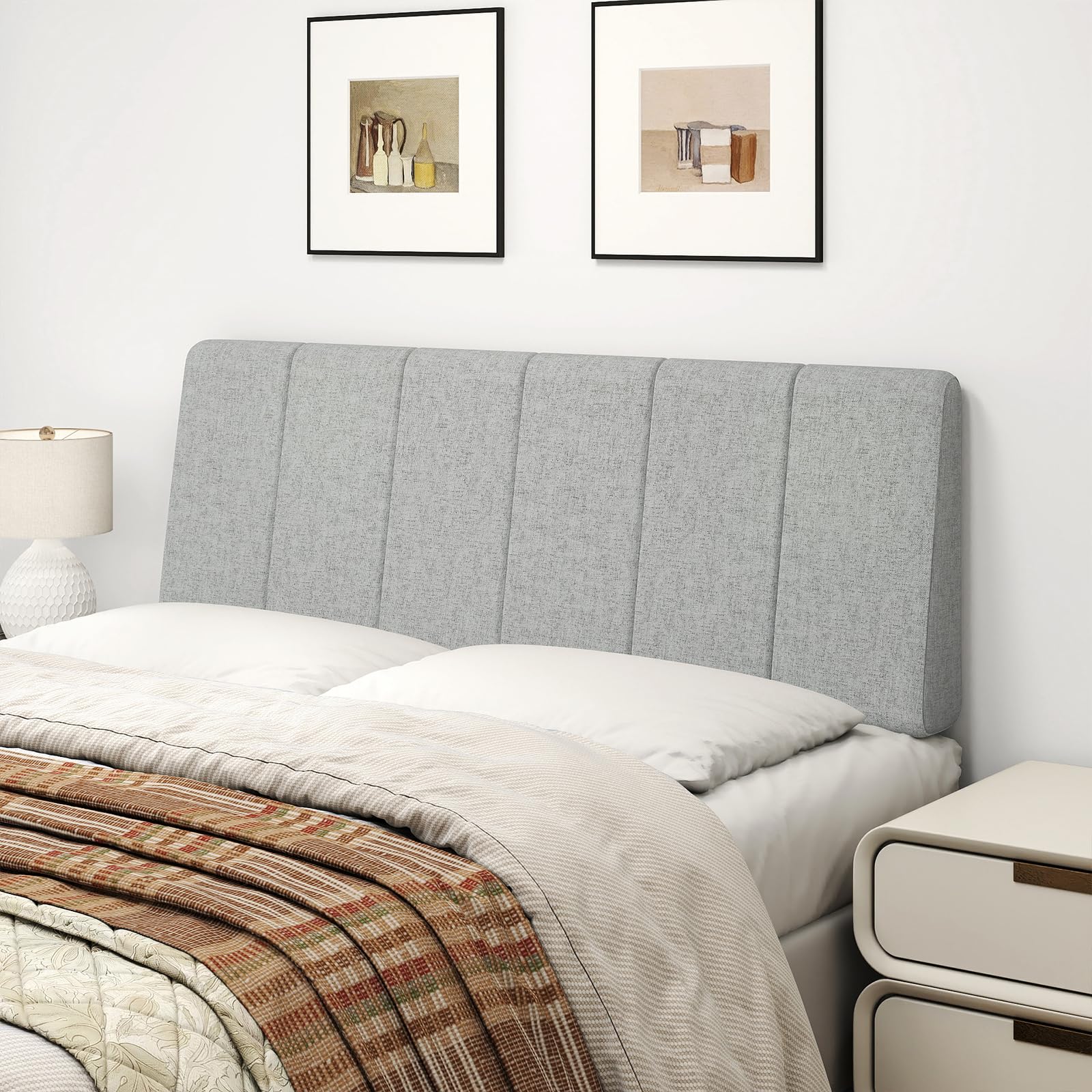 Queen Size Headboard Only-No Assembly, Upholstered Headboard Queen Size Linen Fabric Modern Style Headboards Extra-Thick, Beige