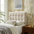 Modway Lily Performance Velvet Queen Size Headboard with Biscuit Tufting in Taupe - Stain-Resistant Upholstery with Padded Design and 5 Height-Adjustable Mounts