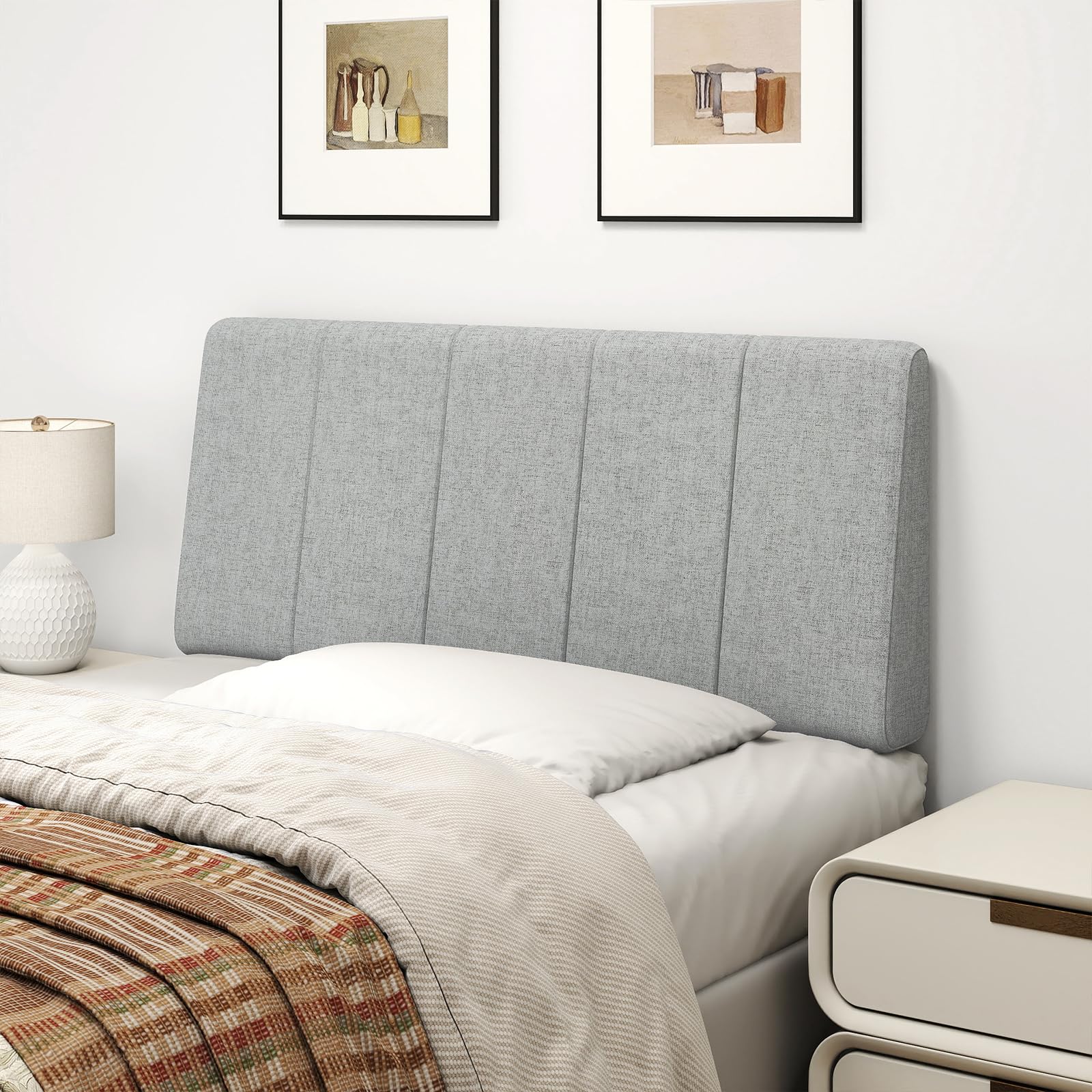 Queen Size Headboard Only-No Assembly, Upholstered Headboard Queen Size Linen Fabric Modern Style Headboards Extra-Thick, Beige