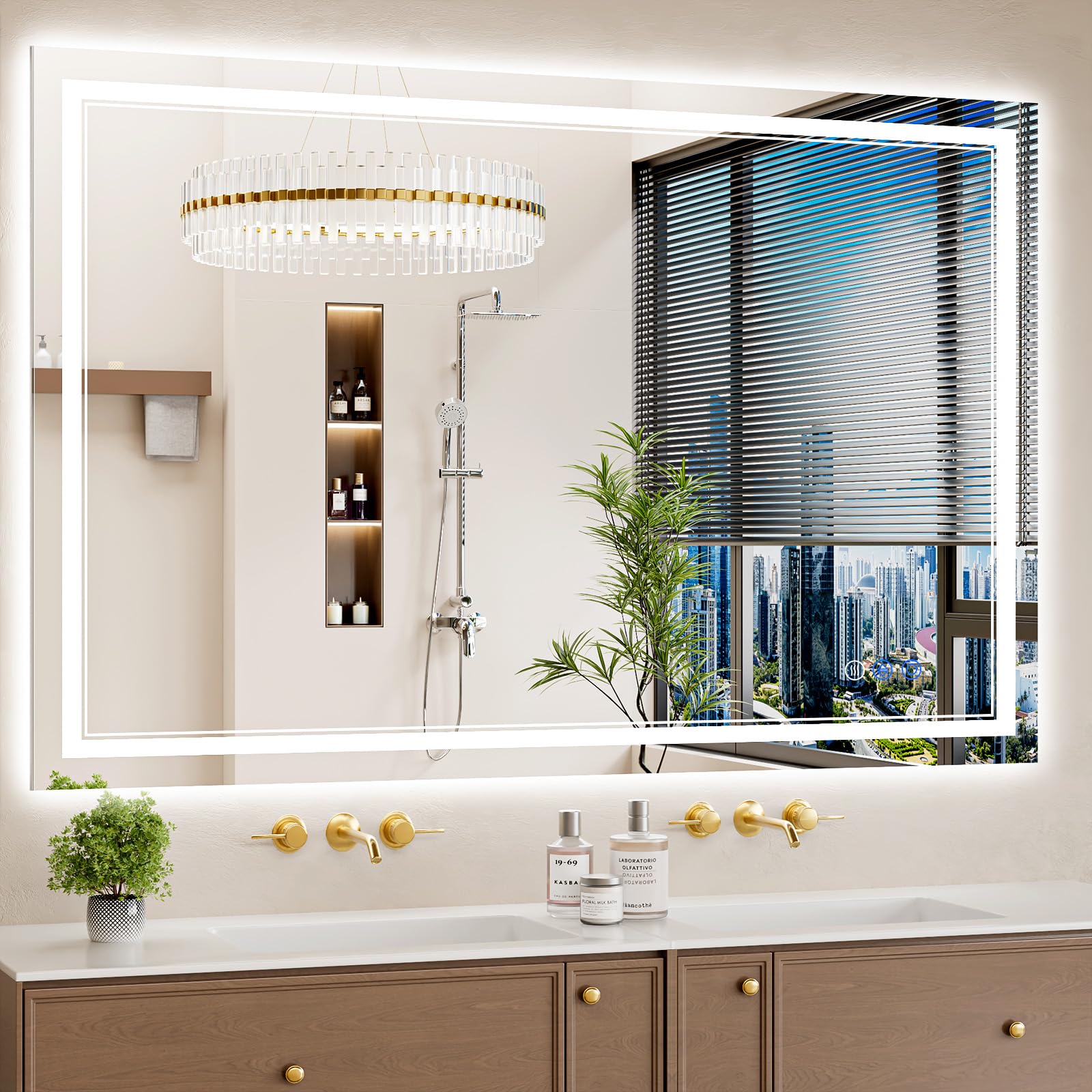 30"x32" LED Bathroom Mirror with Lights, Anti-Fog, Backlit + Front Lit, Dimmable, Led Vanity Mirror for Wall, Lighted Bathroom Mirror, 3 Colors, Shatter-Proof Tempered Glass