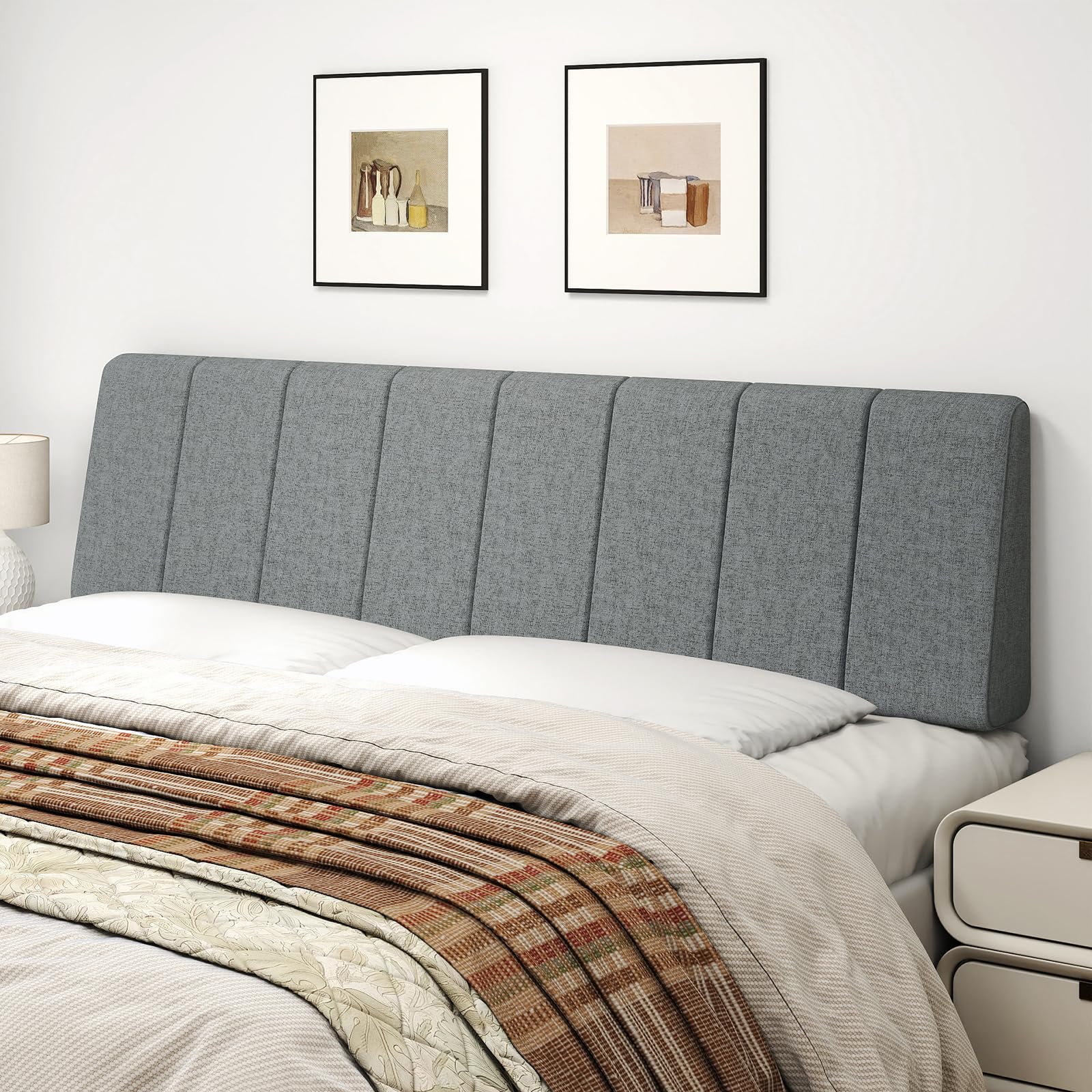 Queen Size Headboard Only-No Assembly, Upholstered Headboard Queen Size Linen Fabric Modern Style Headboards Extra-Thick, Beige