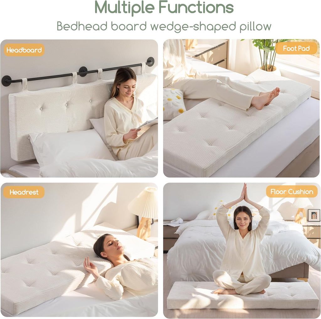 HIGOGOGO Wall Mounted Headboards for Queen Size Bed, Hanging Head Board Wall with Button Tufting, Adjustable Height Headboard for Bedroom,Beige