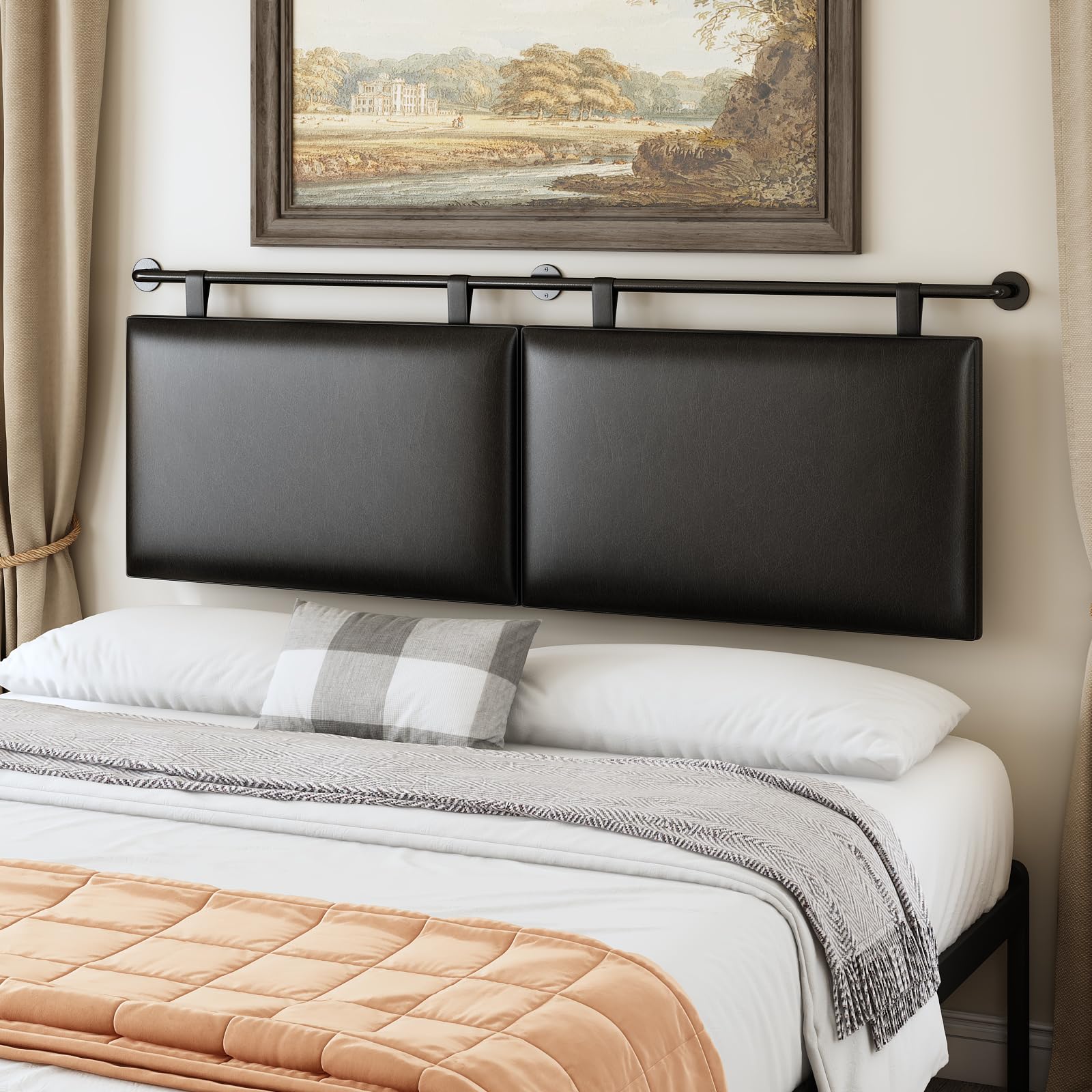 BSHOMGI Headboard Queen Size Headboards for Adjustable Bed Tufted Upholstered Head Board Only Gray Headboards, Fabric Line Headboard in Modern Button Design Bedroom(Gray, Queen)