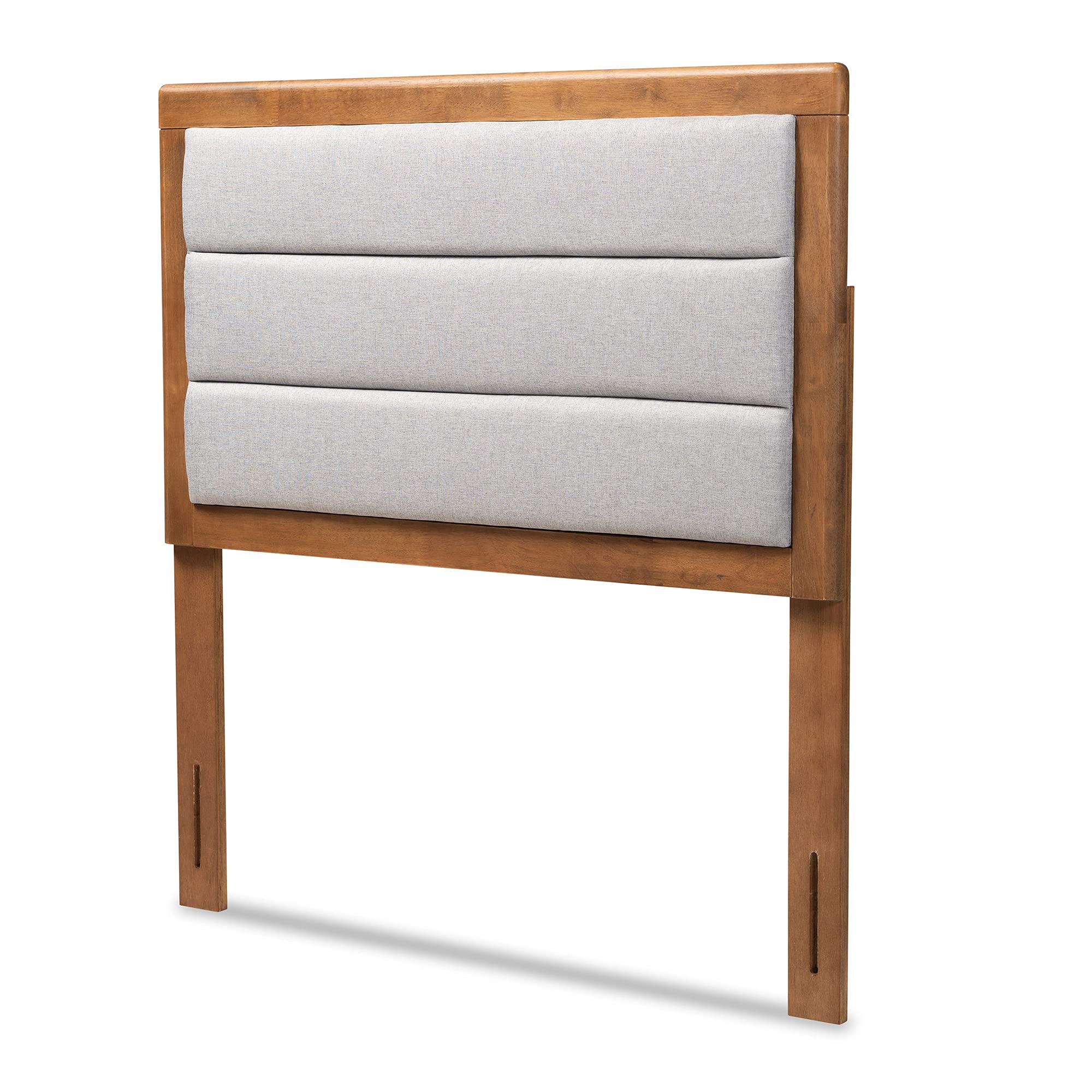 Baxton Studio Dexter Modern and Contemporary Dark Grey Fabric Upholstered and Walnut Brown Finished Wood Twin Size Headboard