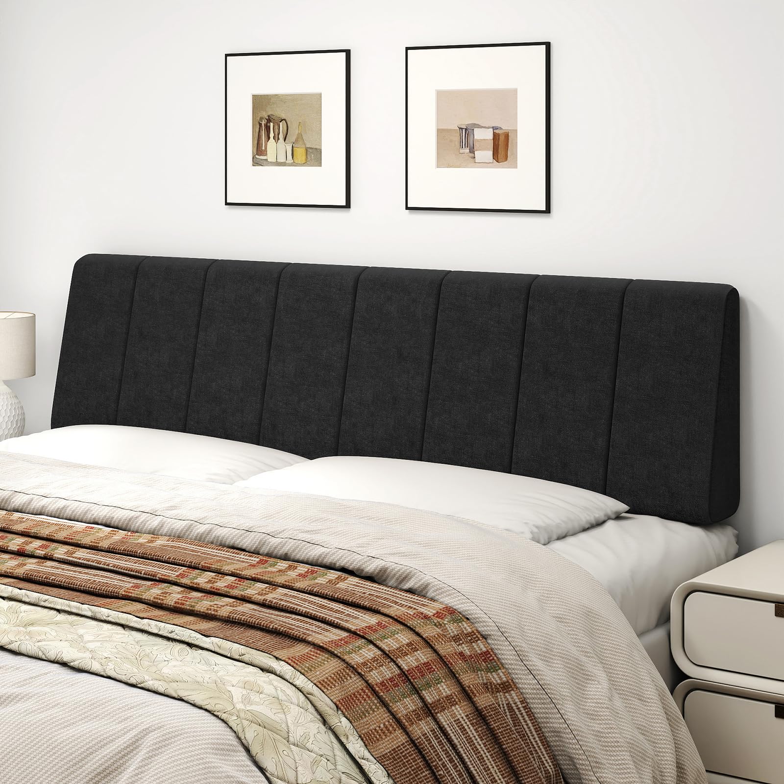 Queen Size Headboard Only-No Assembly, Upholstered Headboard Queen Size Linen Fabric Modern Style Headboards Extra-Thick, Beige