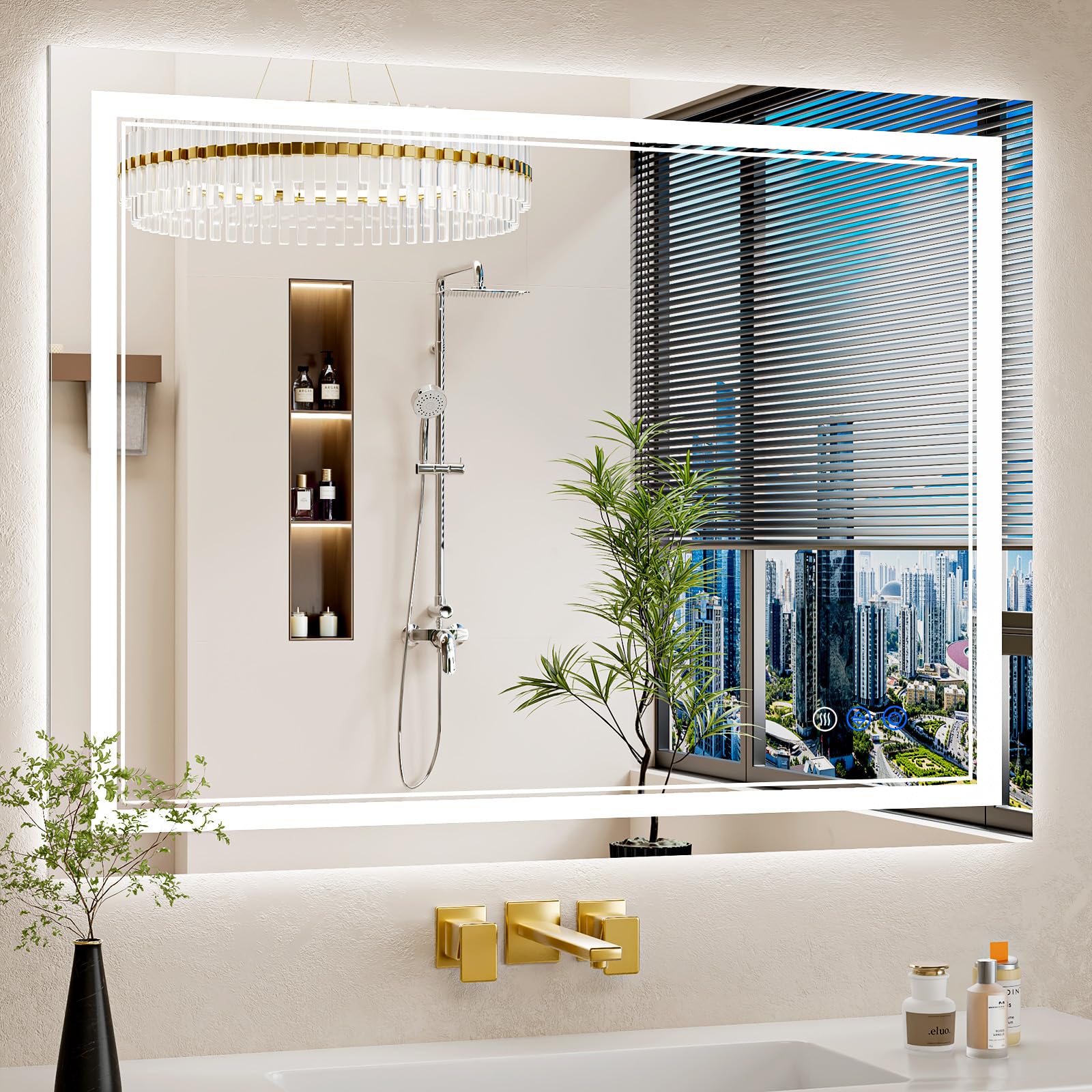 30"x32" LED Bathroom Mirror with Lights, Anti-Fog, Backlit + Front Lit, Dimmable, Led Vanity Mirror for Wall, Lighted Bathroom Mirror, 3 Colors, Shatter-Proof Tempered Glass