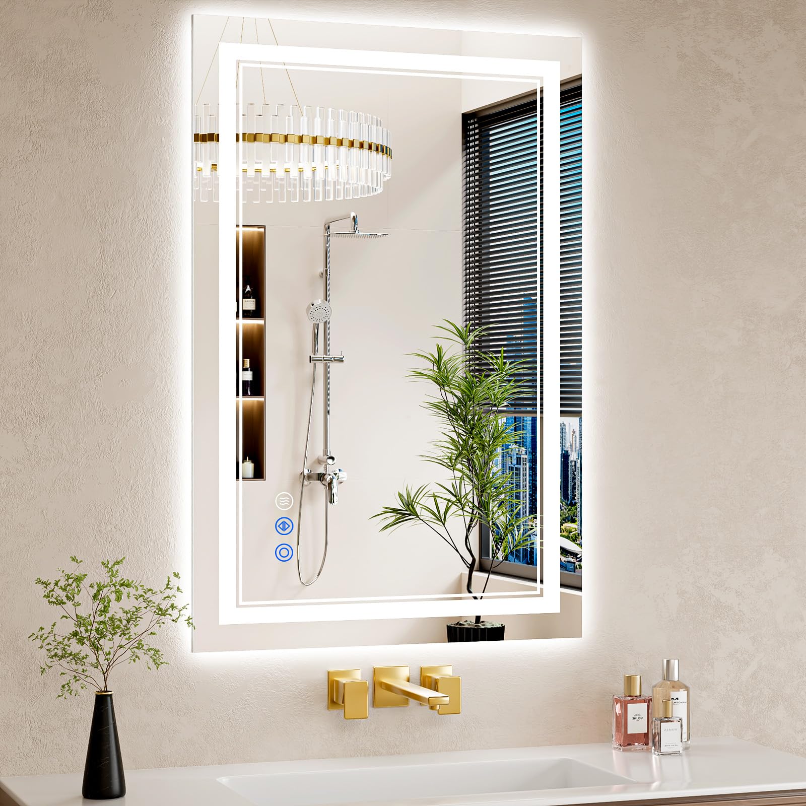30"x32" LED Bathroom Mirror with Lights, Anti-Fog, Backlit + Front Lit, Dimmable, Led Vanity Mirror for Wall, Lighted Bathroom Mirror, 3 Colors, Shatter-Proof Tempered Glass