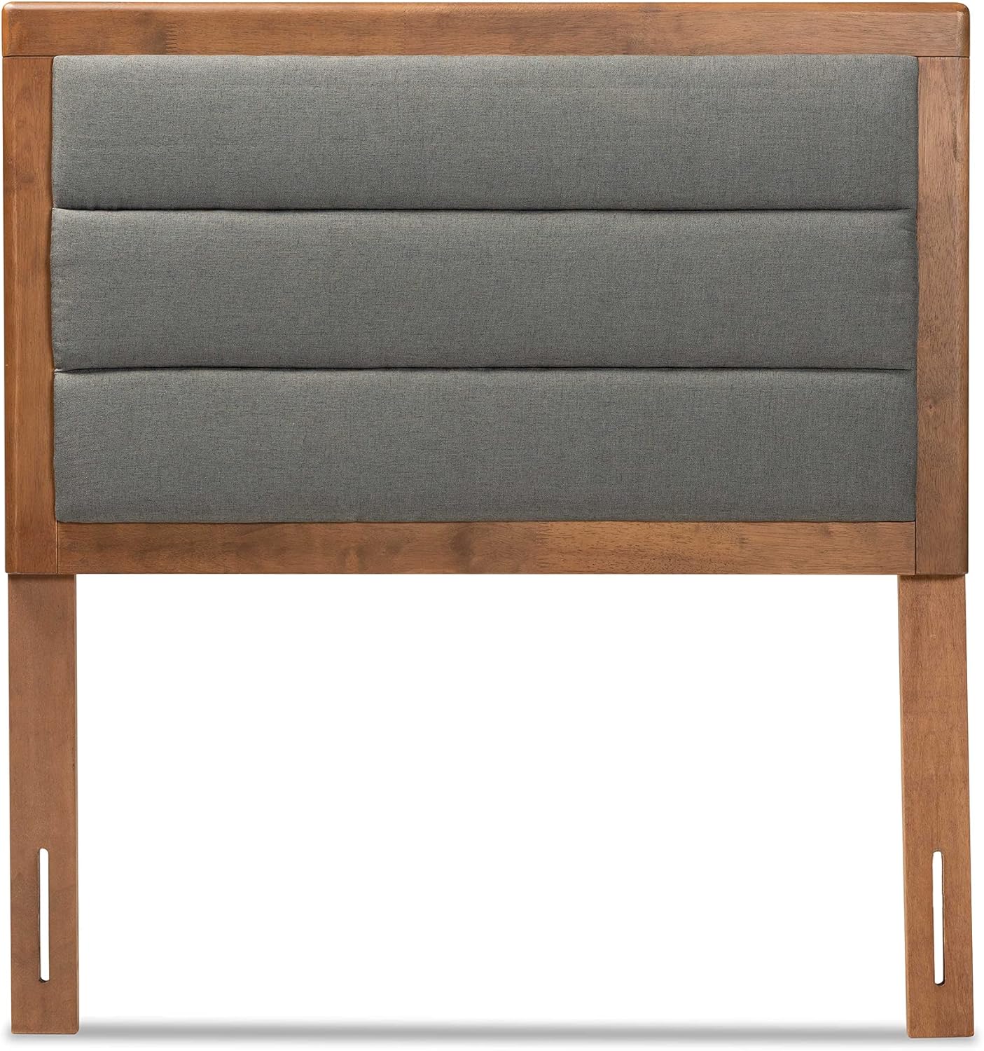 Baxton Studio Dexter Modern and Contemporary Dark Grey Fabric Upholstered and Walnut Brown Finished Wood Twin Size Headboard