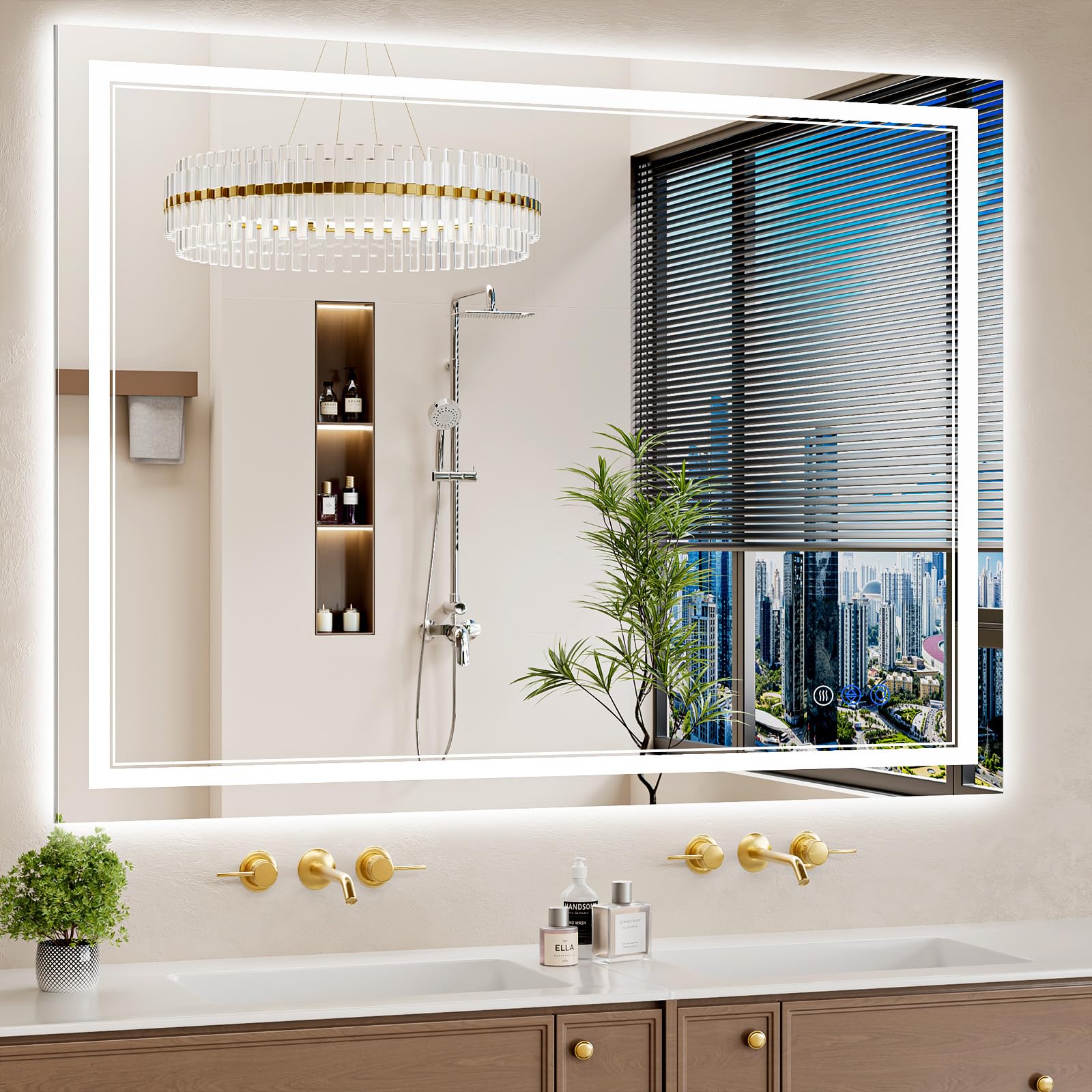 30"x32" LED Bathroom Mirror with Lights, Anti-Fog, Backlit + Front Lit, Dimmable, Led Vanity Mirror for Wall, Lighted Bathroom Mirror, 3 Colors, Shatter-Proof Tempered Glass