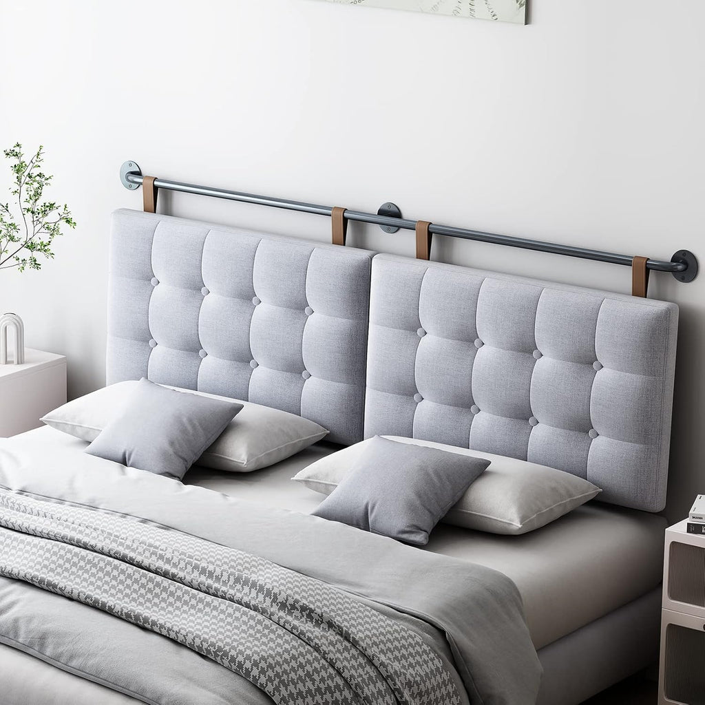BSHOMGI Headboard Queen Size Headboards for Adjustable Bed Tufted Upholstered Head Board Only Gray Headboards, Fabric Line Headboard in Modern Button Design Bedroom(Gray, Queen)