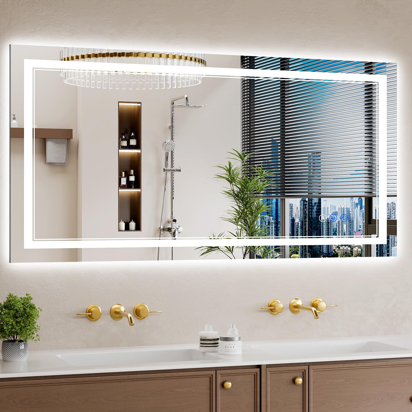 30"x32" LED Bathroom Mirror with Lights, Anti-Fog, Backlit + Front Lit, Dimmable, Led Vanity Mirror for Wall, Lighted Bathroom Mirror, 3 Colors, Shatter-Proof Tempered Glass