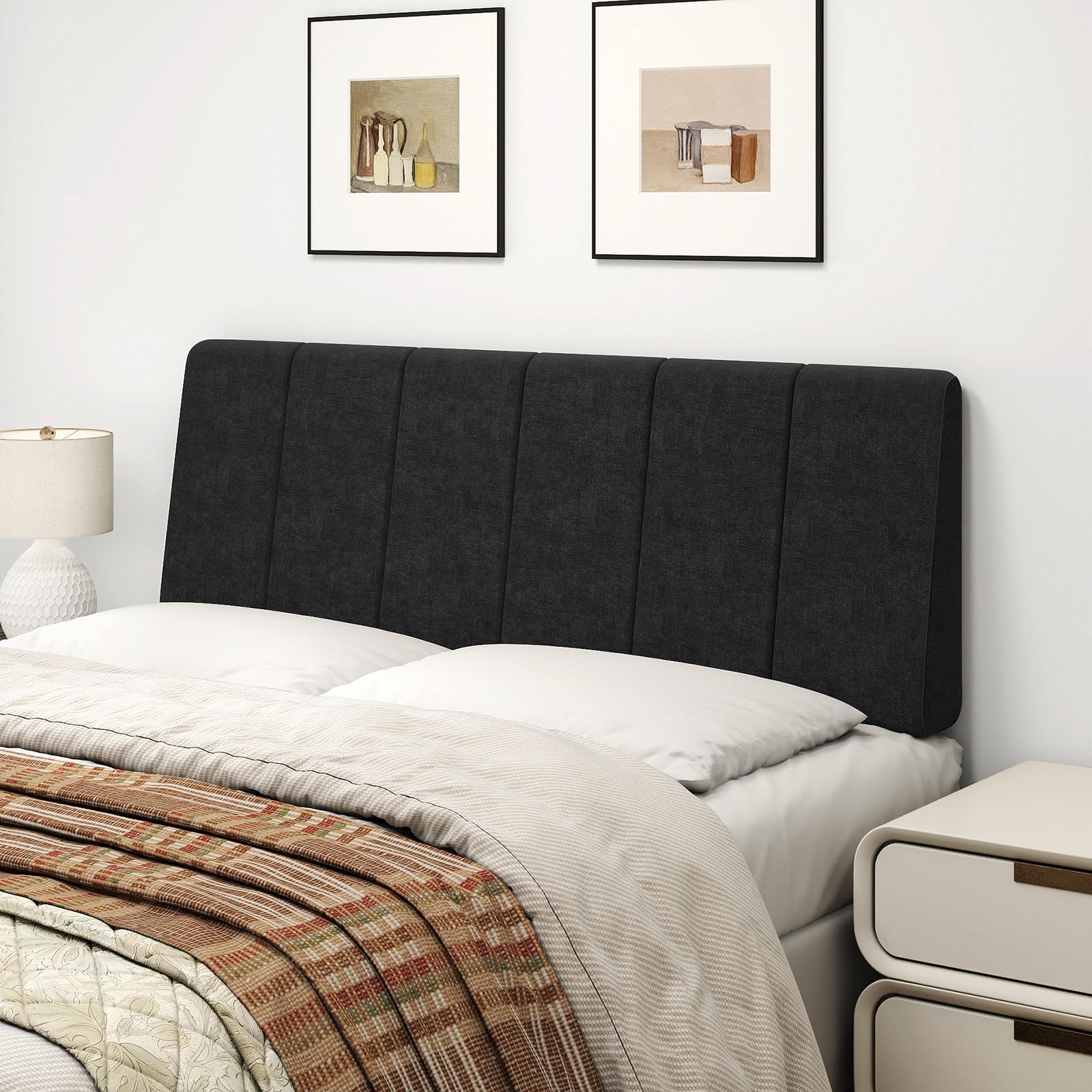 Queen Size Headboard Only-No Assembly, Upholstered Headboard Queen Size Linen Fabric Modern Style Headboards Extra-Thick, Beige