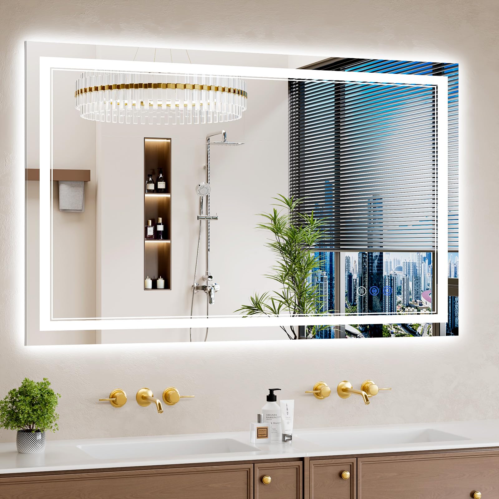 30"x32" LED Bathroom Mirror with Lights, Anti-Fog, Backlit + Front Lit, Dimmable, Led Vanity Mirror for Wall, Lighted Bathroom Mirror, 3 Colors, Shatter-Proof Tempered Glass