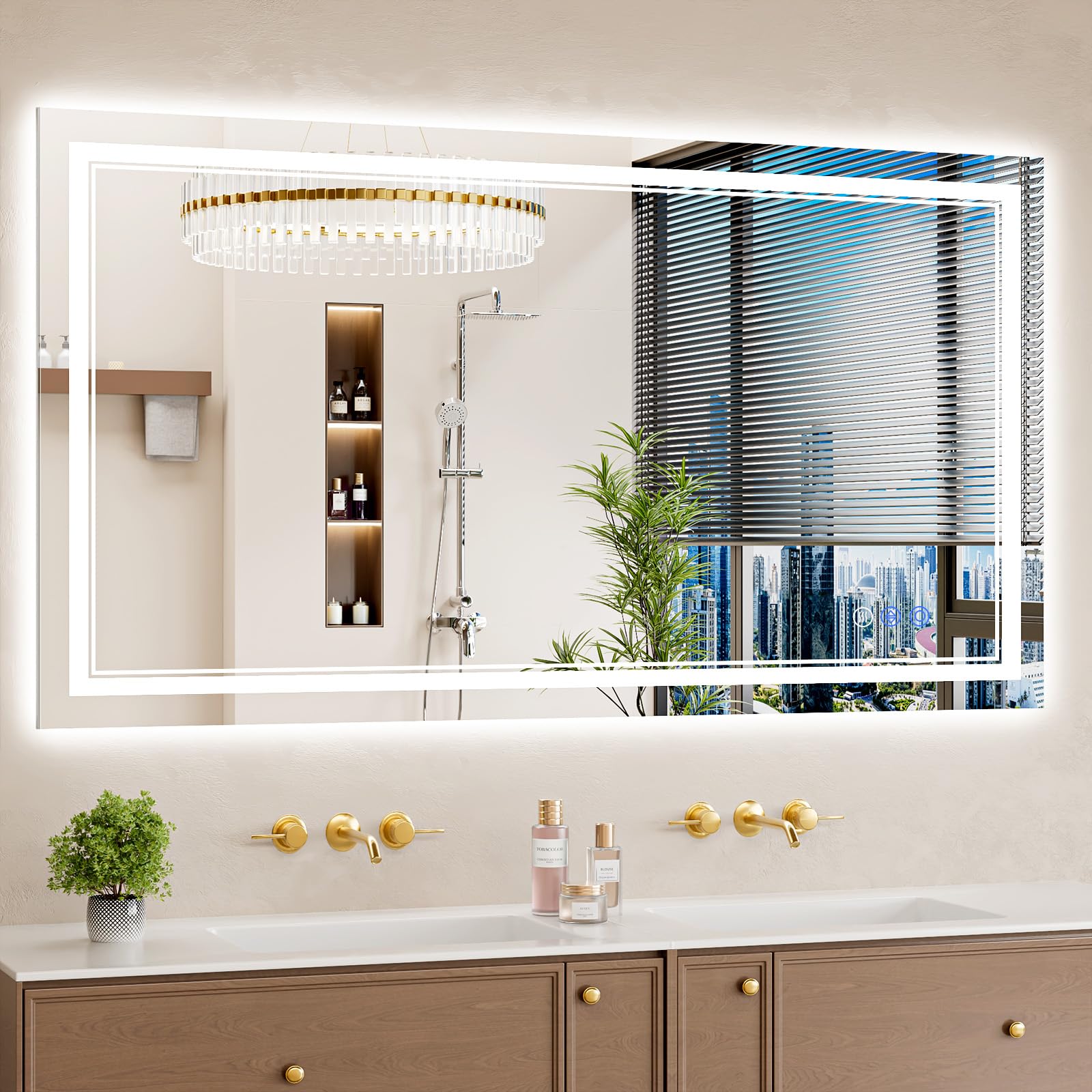 30"x32" LED Bathroom Mirror with Lights, Anti-Fog, Backlit + Front Lit, Dimmable, Led Vanity Mirror for Wall, Lighted Bathroom Mirror, 3 Colors, Shatter-Proof Tempered Glass
