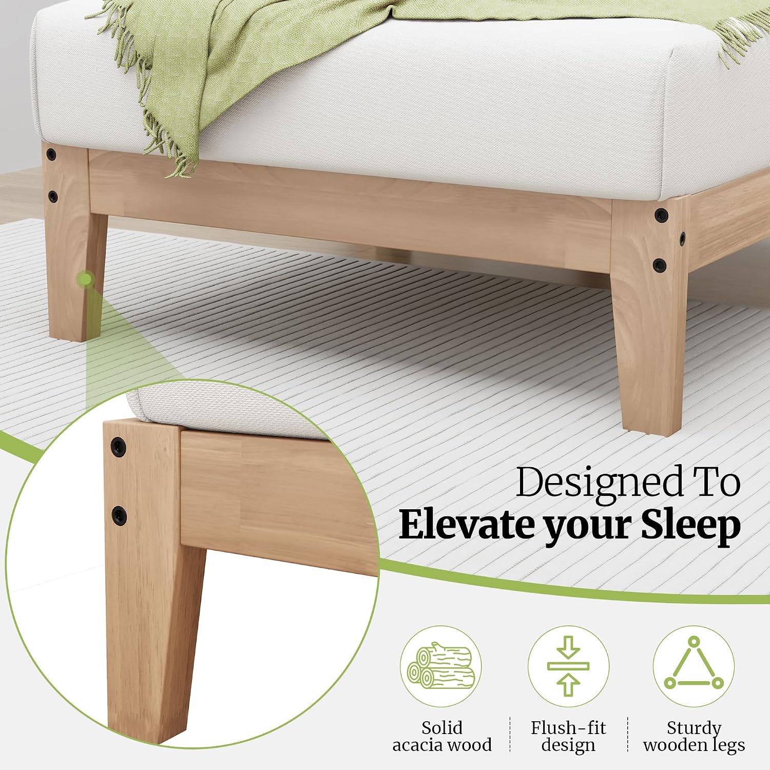 Awesofurni Twin Bed Frame, 12 Inch Solid Wood Platform Bed with Wooden Slats, Natural Finish Wood Bed Frame No Box Spring Needed, Noise Free - Easy Assembly