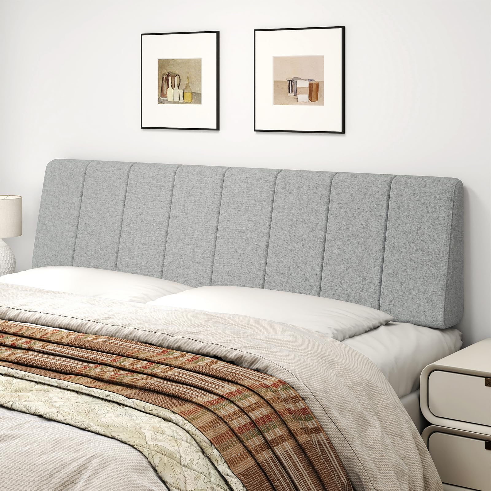Queen Size Headboard Only-No Assembly, Upholstered Headboard Queen Size Linen Fabric Modern Style Headboards Extra-Thick, Beige