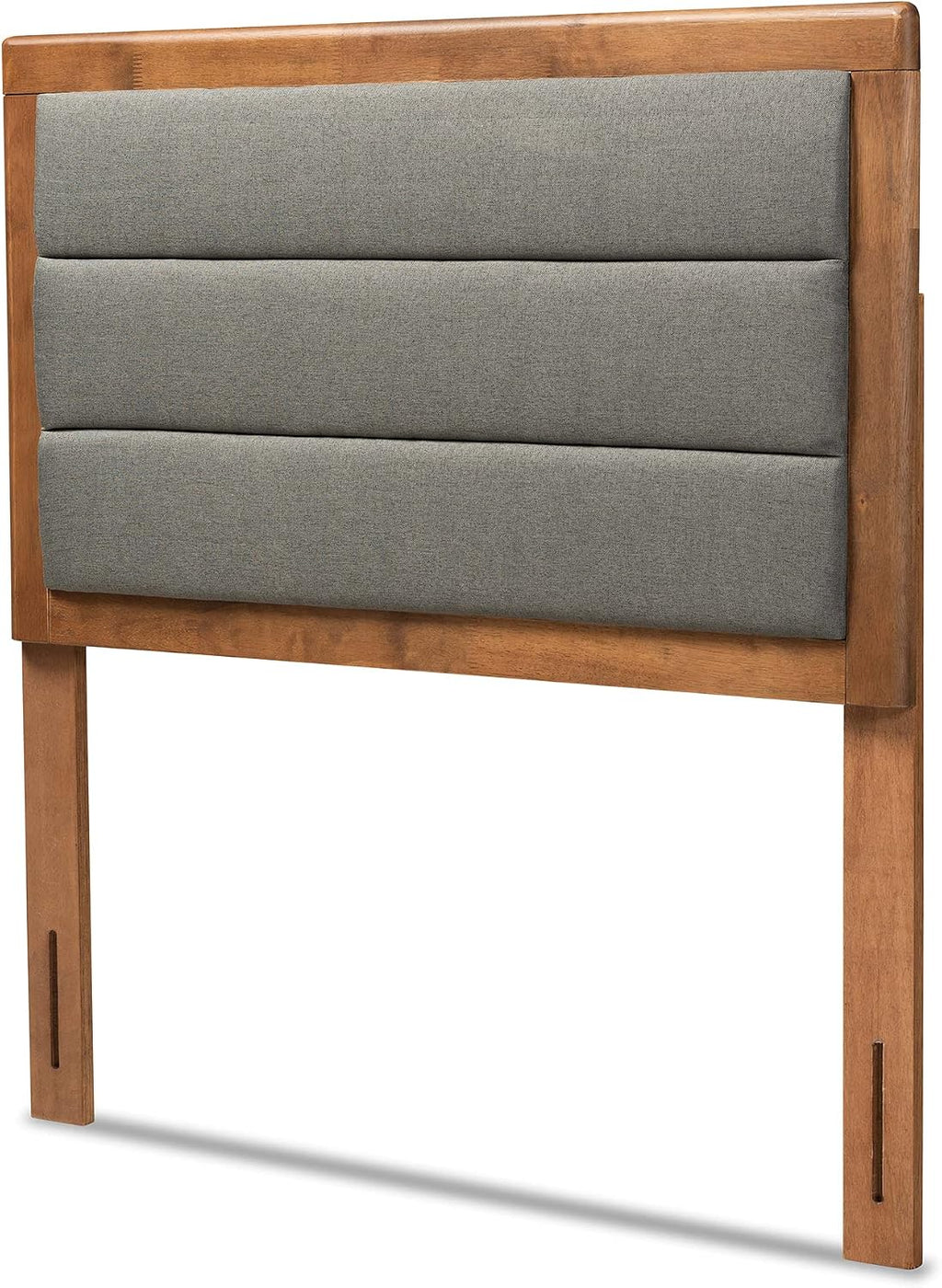 Baxton Studio Dexter Modern and Contemporary Dark Grey Fabric Upholstered and Walnut Brown Finished Wood Twin Size Headboard