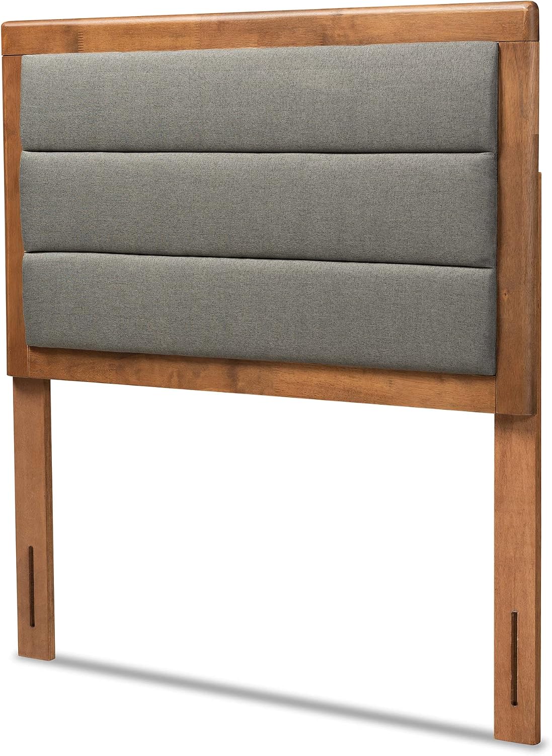 Baxton Studio Dexter Modern and Contemporary Dark Grey Fabric Upholstered and Walnut Brown Finished Wood Twin Size Headboard