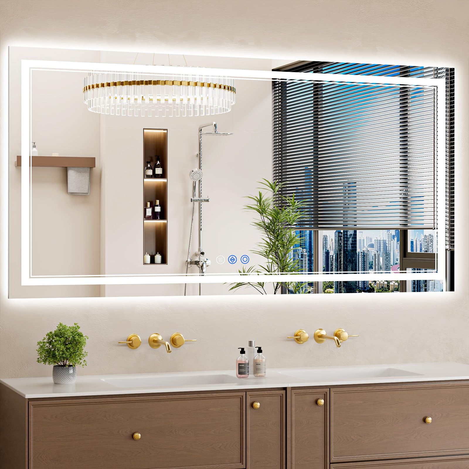 30"x32" LED Bathroom Mirror with Lights, Anti-Fog, Backlit + Front Lit, Dimmable, Led Vanity Mirror for Wall, Lighted Bathroom Mirror, 3 Colors, Shatter-Proof Tempered Glass