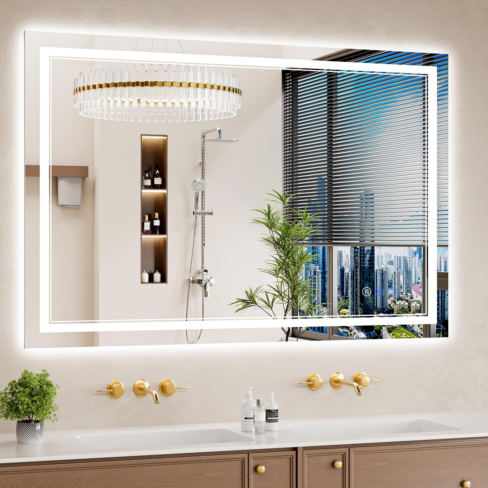 30"x32" LED Bathroom Mirror with Lights, Anti-Fog, Backlit + Front Lit, Dimmable, Led Vanity Mirror for Wall, Lighted Bathroom Mirror, 3 Colors, Shatter-Proof Tempered Glass