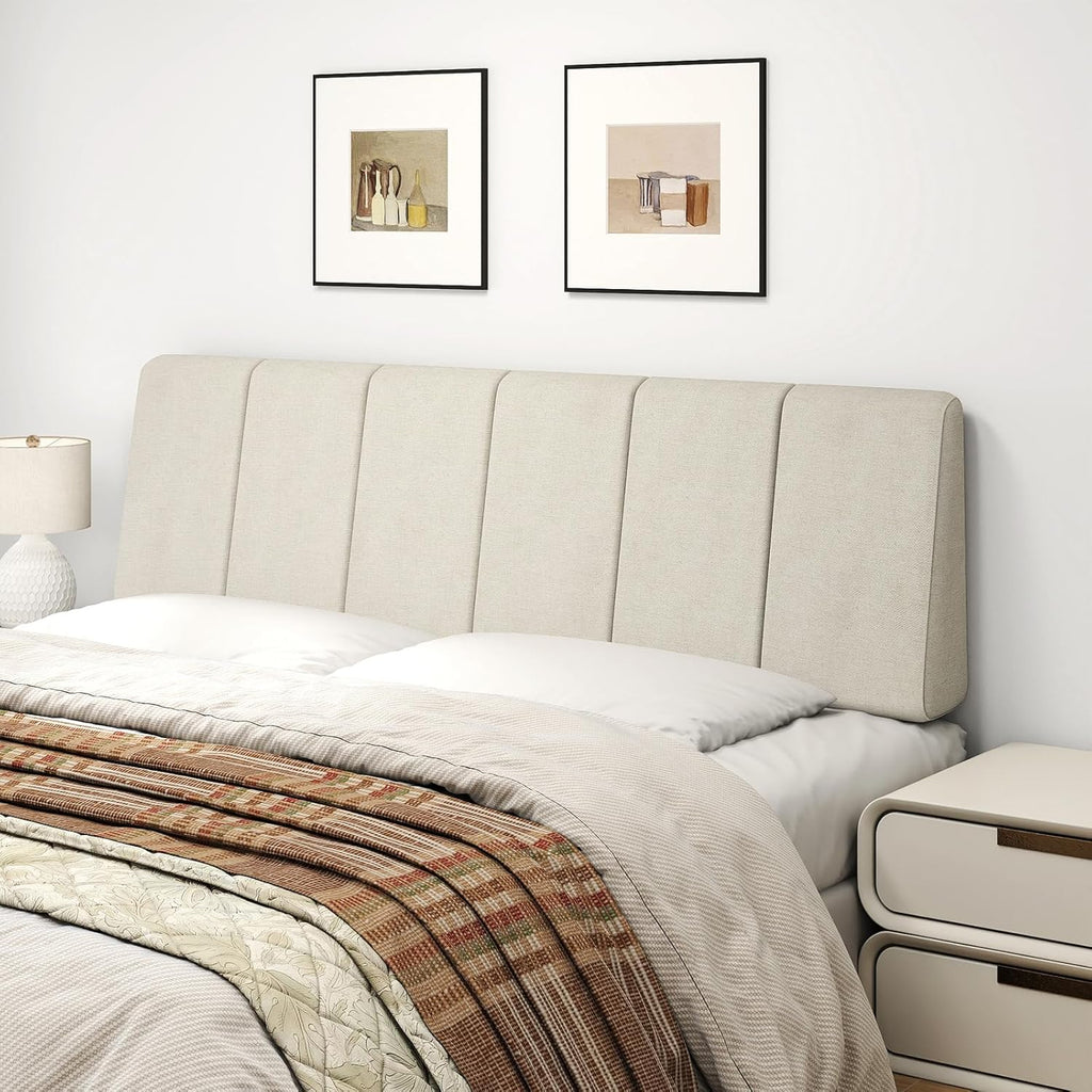 Queen Size Headboard Only-No Assembly, Upholstered Headboard Queen Size Linen Fabric Modern Style Headboards Extra-Thick, Beige