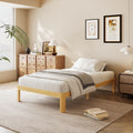 18 Inch King Wood Platform Bed，Mid-Century Wood Bed Frames, No Box Spring Needed, Natural Finish, Easy Assembly