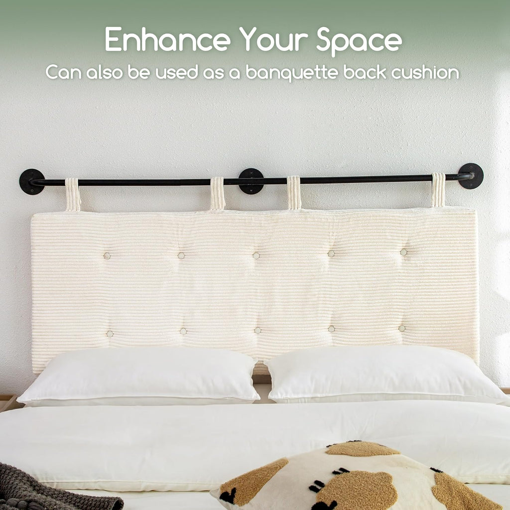 HIGOGOGO Wall Mounted Headboards for Queen Size Bed, Hanging Head Board Wall with Button Tufting, Adjustable Height Headboard for Bedroom,Beige